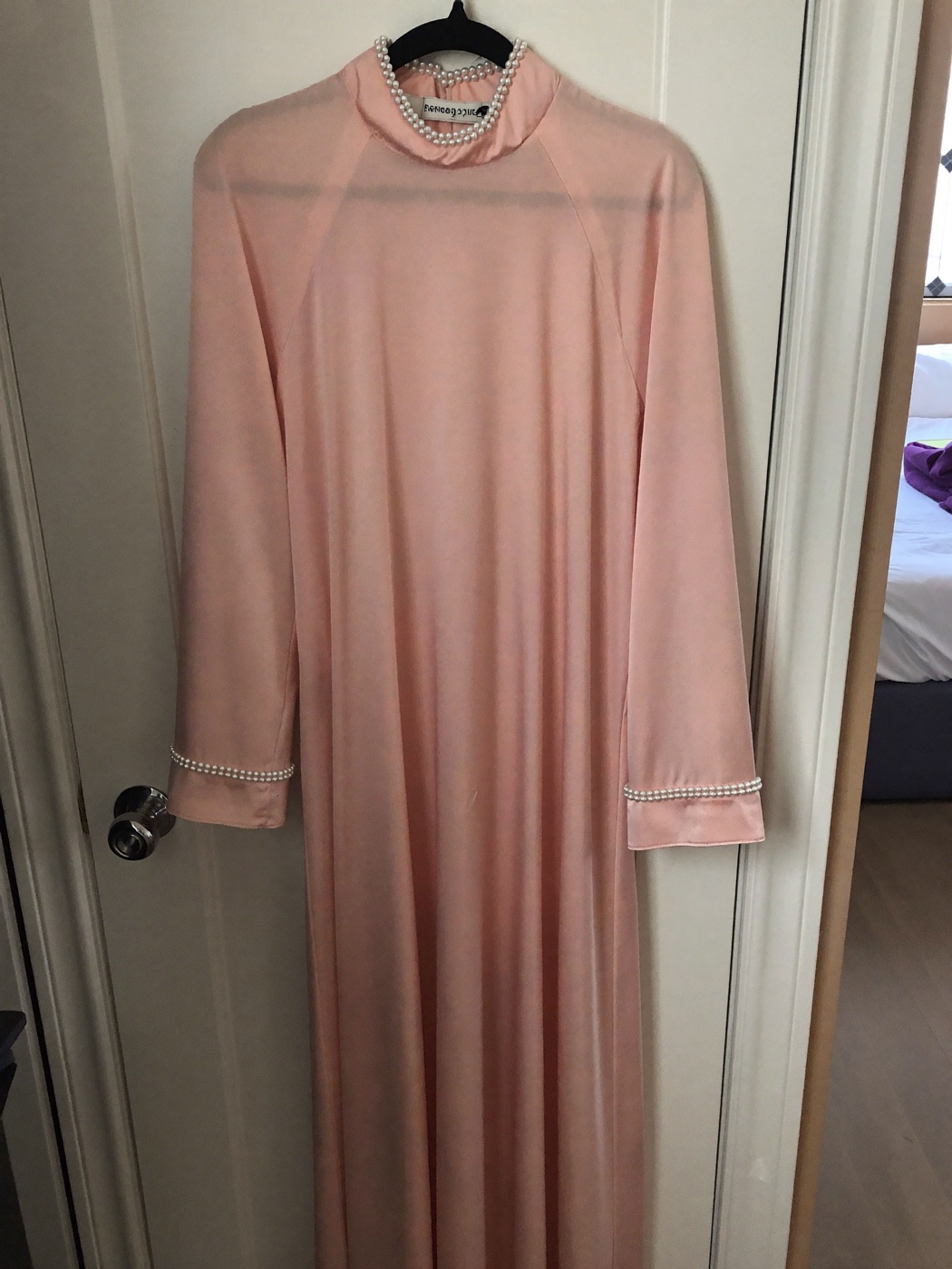 Pearl Trim Modest Maxi — Blush — seller photo